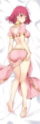 1girl ass ass_focus ass_grab back_window dakimakura_pose dancer dancer_outfit gold_trim large_breasts looking_at_viewer lyria_(tear_ring_saga) nabunabu purple_hair red_eyes tear_ring_saga tear_ring_saga:_utna_heroes_saga thighs