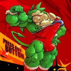 1:1 2026 abs abstract_background absurd_res accessory anthro artist_name biceps big_bulge big_muscles biped bulge claws clenched_teeth clothing dragon english_text eyes_mostly_closed finger_claws fingers flexing flexing_bicep front_view green_body hi_res huge_muscles humanoid_hands kings_of_hell leotard mal_leviathan male mask motion_lines muscular muscular_anthro muscular_arms muscular_legs muscular_male mythological_creature mythological_scalie mythology narrowed_eyes necktie pecs portrait pose red_clothing red_eyes red_leotard scalie solo spade_tail standing tail teeth text thick_thighs three-quarter_portrait torn_clothing vein veiny_muscles waddledox wardrobe_malfunction yellow_eyes yellow_sclera
