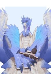 absurd_res bodily_fluids capcom claws cum cum_on_feet dragon feet female foot_focus genital_fluids hi_res monster_hunter mythological_creature mythological_scalie mythology pawpads paws raised_paw scalie solo toe_claws velkhana velkhana4396