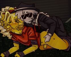 17ratlover17 blushing chance_(forsaken) dark_environment doggy_style elliot_(forsaken) forsaken forsaken_(roblox) gay_sex grey_body male_only sweat sweating_profusely yellow_body