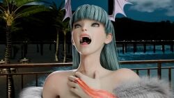 3d capcom darkstalkers female female_prey giantess juri_han morrigan_aensland street_fighter succubus swallowing tagme themightyhq throat_bulge vore