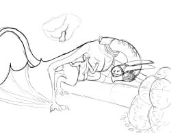 animal_genitalia bestiality cowgirl_position cutaway dragon duo european_mythology female feral feral_penetrated from_front_position genital_slit genitals hi_res human human_on_feral human_penetrating human_penetrating_feral interspecies kuvik male male/female male_human mammal monochrome mythological_creature mythological_scalie mythology on_bottom on_top penetration penis plant saddle scalie sex tree western_dragon wyvern