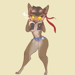 1girls abs anthro breasts brown_fur brown_hair canine chunkth cleavage clothes crossgender cute daisy_dukes denim_shorts dire_(fortnite) feet female female_only fortnite furry glowing_eyes headband heart mammal medium_breasts muscular muscular_female navel nipple_slip paws rule_63 short_hair short_shorts shorts simple_background smile solo thick_thighs vest were werewolf wide_hips wolf yellow_eyes