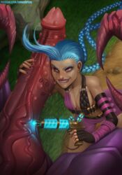 artist_name big_penis blue_hair braid braided_hair cho'gath clothing female hair huge_cock hyper hyper_penis interspecies jinx_(league_of_legends) kiss_mark large_penis league_of_legends lipstick_mark lipstick_on_penis male monster penis pink_eyes straight sudkampsin thick_penis unusual_penis url video_games