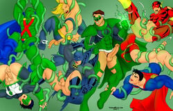 2008 6+boys 7boys abs anal anal_penetration aquaman aquaman_(series) arms_held_up arthur_curry bald barry_allen batman batman_(bruce_wayne) batman_(series) black_hair blonde_hair boots bottomless brown_hair bruce_wayne cape cheek_bulge clark_kent cum_while_penetrated dc_comics ejaculation erect_while_penetrated erection fingerless_gloves gloves green_background green_lantern green_lantern_(series) hal_jordan holding_ankle holding_penis icemanblue justice_league kal-el kyle_rayner legs_held_open male male_only male_rape_victim malesub martian_manhunter mask masturbating_other multiple_boys multiple_penises muscular muscular_male oral oral_penetration orgasm pants_removed pecs penis penis_size_difference rape retracted_foreskin shorts_around_one_leg shorts_aside spread_legs stroking_cock superman superman_(clark_kent) superman_(series) tentacle tentacle_on_male tentacle_rape tentaclejob tentacles_on_male the_flash the_flash_(series) torn_bodysuit torn_pants two_tone_hair uncut white_hair yaoi