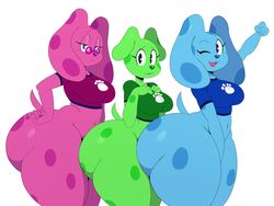 anthro anthrofied big_breasts blue's_clues blue_(blue's_clues) blue_eyes bottom_heavy bottomless breasts bubble_butt canine clothing eyebrows eyewear female female_focus female_only furry glasses green_puppy_(blue's_clues) huge_ass magenta_(blue's_clues) nickelodeon shirt simple_background sssonic2 tail thick_thighs thighs wide_hips