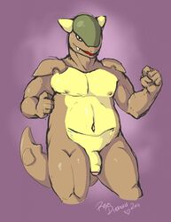 1boy anthro flaccid kangaskhan looking_at_viewer male male_only penis pokemon pokemorph purple_background rule_63 solo tagme