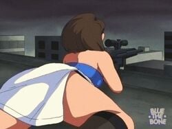 1girls 2d 2d_animation animated ass blue_eyes bluethebone brown_hair capcom clothing female female_only firearm gun hair human jill_valentine jill_valentine_(julia_voth) panties recoil_butt resident_evil resident_evil_3 retro_artstyle rifle sniper_rifle solo tubetop video_games watermark weapon