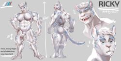 1boy anthro ass felid kalchivo male male_only mammal model_sheet muscular pantherine penis ricky_landon snow_leopard solo