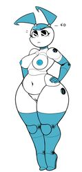 2019 android angry belly blush breasts clothing deep_navel exposed_torso eyelashes female footwear front_view frown gynoid hair hands_on_hips handwear high_heels humanoid jenny_wakeman looking_up machine mostly_nude my_life_as_a_teenage_robot navel nickelodeon nipples nude pussy robot shoes shortstack simple_background slightly_chubby solo standing thick_thighs white_background wide_hips zetaskully