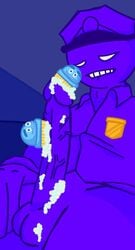 gay male_focus male_only purple_guy_(fnaf) purple_skin rubbing_head rubbing_penis scrubbing scrubbing_bubbles sitting sitting_on_penis solo washing white_eyes william_afton