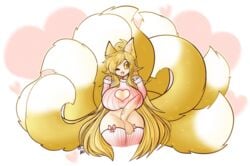 1futa animal_humanoid balls big_balls big_breasts big_penis blonde_hair blush breasts canid canid_humanoid canine canine_humanoid clothing dickgirl ear_tuft erection fluffy fluffy_tail fox fox_humanoid fuki futanari gradient_background hair horny huge_breasts humanoid intersex kitsune legwear long_hair long_tail looking_at_viewer mammal mostly_nude multi_tail open_mouth penis simple_background socks solo sweater tehbuttercookie tuft vein veiny_penis wide_hips yellow_eyes