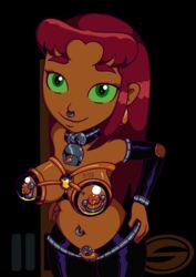 2018 belly_piercing clitoris_piercing collar color commission corruption cowbell cowboy_hat dc drugged drugs earrings female green_eyes highres injection lactation latex latexity milking milking_machine navel_piercing nipple_piercing nose_piercing nose_ring red_hair starfire teen_titans transparent uncensored