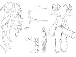 anthro bovid caprine female fur goat hooves horn kemono looking_at_viewer mammal model_sheet orenji solo white_fur young