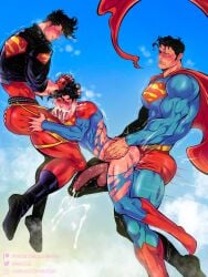 anal_penetration anal_sex ass ass_grab balls bara big_pecs big_penis blush cape clark_kent clone closed_eyes conner_kent cum cum_in_mouth cumming cumming_from_anal_sex dad_and_son dad_penetrating_son daddy dc dc_comics dilf erect_penis erection facial_hair father father_and_son father_penetrating_son fellatio flying foreskin gay human incest jacket jon-el jonathan_kent justthemeat/meat2go kal-el kon-el male male_focus male_only muscular muscular_male oral oral_sex partially_retracted_foreskin pecs penetration penis penis_in_ass ripped_clothing son sucking sucking_penis superboy superboy_(conner_kent) superboy_(jonathan_kent) superman superman_(jonathan_kent) superman_(series) tight_clothing trio trio_focus uncircumcised veiny_penis yaoi