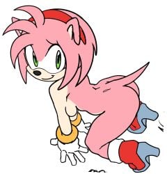 1girls all_fours amy_rose ass furry sega sonic_(series) sonic_the_hedgehog_(series) watatanza