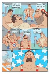 4th_of_july balls beard body_hair bulge bunbunny_(artist) comic facial_hair father_and_son fireworks flaccid gay grandfather grandfather_and_grandson group_sex incest male male/male male_only mind_control nude outdoor_sex penis smallsrabbit speech_bubble uncle_and_nephew