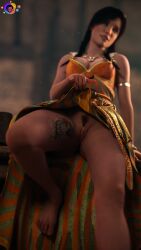 1girls 3d astex breasts breasts_out dark_hair dress eyes feet female female_only flashing flashing_pussy lifting_dress philippa_eilhart pubic_hair pussy pussy_focus smiling solo solo_female teasing the_witcher_(series) toes twintails