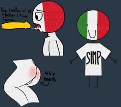 ass cock countryhumans cum cum_in_mouth cum_swallow gay germany_(countryhumans) italy_(countryhumans) oral whip_marks