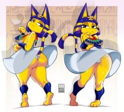 animal_crossing ankha ass big_ass breasts byxmarts cameltoe dress egyptian feline female nintendo nipple_bulge oerba_yun_fang thick_thighs video_games wide_hips