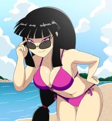 bent_over black_hair breasts female female_only fullmetalpanicattack oc original original_character solo swimsuit