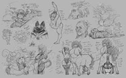 1futa 1girls 2022 centaur cum cumflated_belly cumflation dickgirl female futa_on_female futa_sans_pussy futanari futataur geier goblin goblin_female horsecock horsecock_futanari huge_balls inflation monochrome monster monster_girl more_at_source multiple_girls sima_(geier) sketch sketch_page