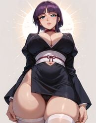 ai_generated bleach fr34ky from_below huge_breasts kurotsuchi_nemu kurotsuchi_nemu thighhighs thighs