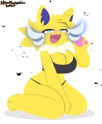 anthro anthro_only armpits barefoot barely_clothed big_breasts blush breasts cat_ears cat_tail creatures_(company) eeveelution female female_only furry game_freak generation_1_pokemon ink jolteon kemozeppelin nintendo paws pokémon_(species) pokemon pokemon_(species) pokemon_rgby thong