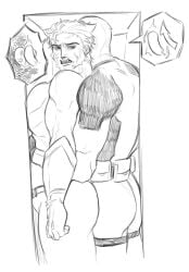 2boys ass big_ass blush deadpool deadpool_&_wolverine_(2024) double_d8595 fully_clothed gay hug implied_erection large_pectorals male/male male_only marvel marvel_comics monochrome pectorals superhero_costume wolverine_(x-men) x-men yaoi