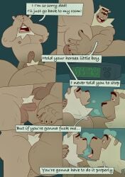 anal anal_sex anthro balls bunbunny_(artist) comic father_and_son furry gay incest lion male male_only musk nude penis sex smallsrabbit speech_bubble