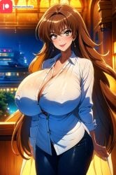 ai_generated big_ass big_breasts breast_expansion long_hair milf misaka_misuzu tktbro toaru_majutsu_no_index very_long_hair