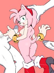 amy_rose anthro ass big_butt boots clothing eulipotyphlan female footwear fur group hair hedgehog hi_res human humanoid male male/female mammal pink_body pink_fur pink_hair randomguy999 sega sonic_(series) sonic_the_hedgehog_(series) thick_thighs