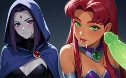 ai_generated alien dc dc_comics raven raven_(dc) starfire tagme teen_titans