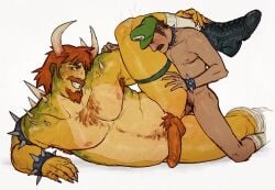 2boys 2males anal anal_penetration anal_sex blank_background bowser color foreskin gay gay_anal gay_sex homosexual horns humanized luigi male male/male mario_(series) pencilbrusch penis pubes pubic_hair simple_background super_mario_bros. testicles white_background yaoi