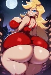 1girls ai_generated ass big_ass big_breasts blonde_hair blue_eyes bubble_ass bubble_butt cakedai curvy_female dat_ass dumptruck_ass earrings exposed_ass female female_only huge_ass large_breasts light-skinned_female light_skin long_hair looking_at_viewer looking_back miniskirt night no_panties outdoors panty_&_stocking_with_garterbelt panty_anarchy pawg standing thick thick_ass thick_thighs voluptuous voluptuous_female wide_hips