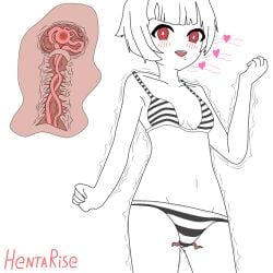 bikini cross_section female forced_orgasm hentarise lowres mind_control navel open_mouth panties parasite smile solo stomach swimsuit tentacle underwear uterus