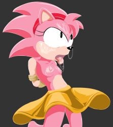 1girl 2d_artwork accessory amy_rose anthro arms_tied bodily_fluids bondage bottomwear bound breasts classic_amy_rose classic_sonic_(universe) clothed clothing colored cum cum_in_mouth cum_inside cum_on_chest cum_on_face cum_on_tongue cumshot dancewear ejaculation erect_nipples eulipotyphlan female femalesolo flat_chest fur genital_fluids green_eyes hair headband hedgehog hi_res inkbunny kneeling lettherebecolor looking_up mammal modern_amy nipples no_sex open_mouth pink_body pink_fur restraints sega simple_background skirt skirt_only small_breasts solo sonic_(series) sonic_adventure sonic_cd sonic_the_hedgehog_(series) submissive tongue tongue_out topless topless_anthro topless_female tutu tutu_skirt uncensored uncensored_breasts yellow_skirt