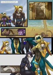 ! 1boy 2girls anthro armor balls beach bethesda_softworks big_breasts bikini blue_eyes blue_penis blush breast_grab breasts bulge cameltoe cetacean cheetah cleavage clothed clothing clothing_down comic crouching deathclaw delphinoid ear_piercing elbow_fin english_text erection fallout fangs felid feline female fish floppy_ears furry grabbing_from_behind green_eyes group group_sex hair hand_on_breast hand_on_hip heart humanoid_penis interspecies licking licking_lips link2004 long_ears male mammal marine midriff navel nipple_bulge oceanic_dolphin one-piece_swimsuit open_mouth orca outdoors penis piercing pokies precum precum_string pussyjob sand seaside shark sky smile speedo standing swimsuit tattoo testicles text thick_thighs thigh_sex threesome tight_clothing tongue tongue_out toothed_whale vein veins veiny_penis video_games water wet wide_hips