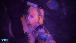 3d animated asphyxiation blonde_hair bouquetman crossover cum cum_in_mouth cum_in_throat cum_inside deepthroat dickgirl ejaculation fellatio female futa_on_female futanari gagging head_grab intersex long_hair long_penis milf namco nier nier:_automata oral penis shorter_than_10_seconds sophitia_alexandra soul_calibur sound source_filmmaker swallowing_cum throat_noise video yorha_2b