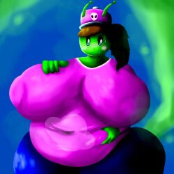 1girls alien alien_girl alien_humanoid big_breasts breasts chubby chubby_female clothed clothing fart fart_cloud fart_fetish fat_ass massive_breasts musk musk_clouds stumble_guys sweat