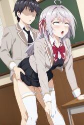 ahe_gao ai_generated alisa_mikhailovna_kujou big_breasts blue_eyes blushing_at_viewer doggy_style doggy_style doggy_style_position faceless_male long_hair moaning_in_pleasure nahito_koketsu russian_girl school_uniform sex tokidoki_bosotto_russian_de_dereru_tonari_no_alya-san vagina vaginal_penetration vaginal_penetration vaginal_sex white_hair