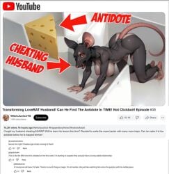 ai_assisted ai_generated animal_transformation anthro breasts cheese gender_transformation maze mtf_transformation nude nude_female rat rat_ears rat_girl rat_tail text transformation transviscera youtube