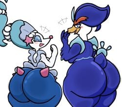 big_ass big_breasts breasts bubble_butt female furry huge_ass lewdewott pokemon pokemon_(species) primarina quaquaval tagme thick_thighs wide_hips