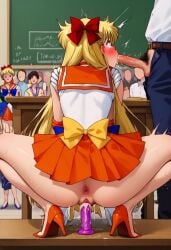 1female 1girls ai_generated animal_genitalia bishoujo_senshi_sailor_moon blackmail blonde_pubic_hair blowjob blush bow clothed_masturbation clothing dildo dripping_pussy excited female forced forced_exposure gigantic_penis girl gloves hairy_pussy handjob hesitant learning long_hair magical_girl masturbation minako_aino on_camera open_vagina oral_sex penis penis_out phone_screen pubic_hair riding_dildo sailor_collar sailor_moon sailor_venus school_uniform schoolgirl schoolgirl_uniform skirt skirt_lift small_breasts surprise surprised_expression surrounded surrounded_by_men uncensored