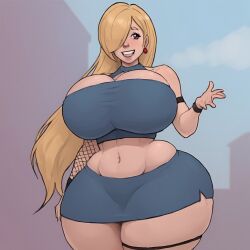 ai_generated big_breasts blonde_hair boruto:_naruto_next_generations bottom_heavy civitai curvaceous curvy curvy_female curvy_figure fat_ass fat_tits fishnets ino_yamanaka long_hair miniskirt naruto naruto_shippuden round_ass shiin_(ai_generated) tank_top thick_ass thick_legs thick_thighs top_heavy