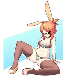 fake_animal_ears female fizintine glasses lingerie luna_(fizintine) original rabbit_ears spread_legs tagme