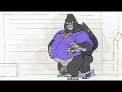 anal anal_sex animated anthro balls big_daddy_(sing) boner bunbunny_(artist) cum cum_in_ass cum_inside erection father_and_son furry gif gorilla incest johnny_(sing) male male_only orgasm pants_down pantsless penis sex sing_(movie) smallsrabbit