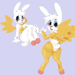 2024 angel angel_gabby angel_hare angel_wings anthro blue_eyes brialzebubbie bunnysuit lagomorph looking_back rabbit reverse_bunnysuit shy sp4gh3tt1_(artist) white_fur