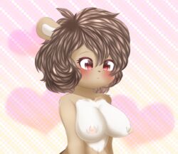 2019 anthro big_breasts blush breasts female fur hair hi_res mammal mink mustelid musteline nipples nude papilrux solo