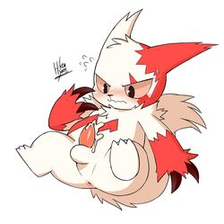 1boy animal_genitalia anus ass blush choreuny chubby claws cum cum_on_self erection feral furry hi_res male male_only nintendo nude penis pokémon_(species) pokemon pokemon_(species) pokemon_rse solo spread_legs spreading testicles text thick_thighs video_games watermark wide_hips zangoose